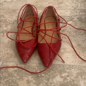 Barely Worn Red Lace Flats